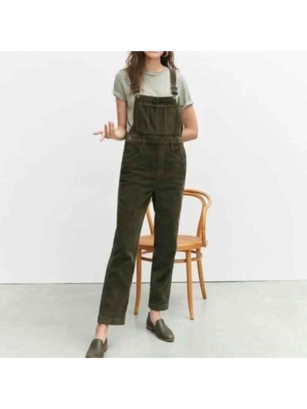Madewell Women’s Corduroy Straight Leg Overalls Green XS